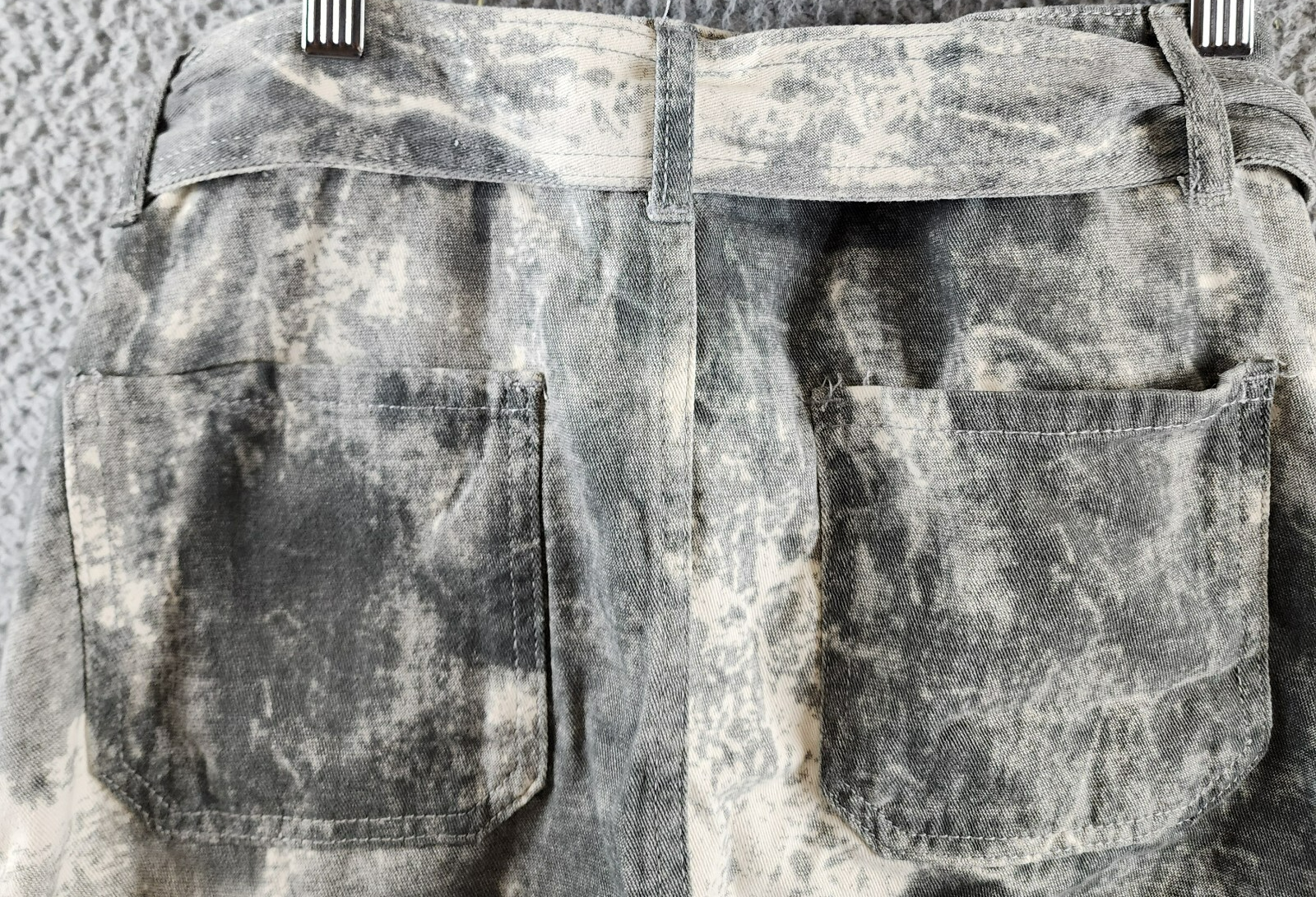Madonna & Co. Cargo Denim Mini Skirt Women's L Gray Acid Wash Button Zip Closure - Picture 13 of 13