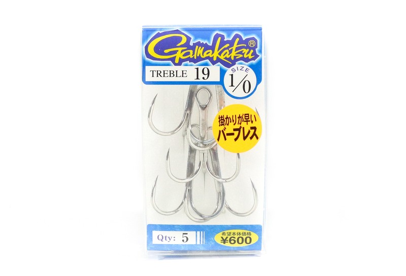 Gamakatsu 66225 Treble Hook Treble 19 Size 1/0 (0784)