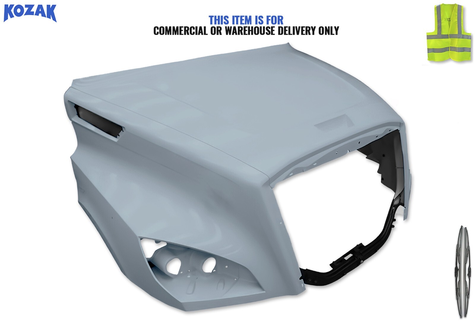Fiberglass Hood Long Shell Compatible with Freightliner