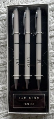 RAE DUNN Write Create Edit Printed 3 Piece Ballpoint Pen Set Black Ink NEW