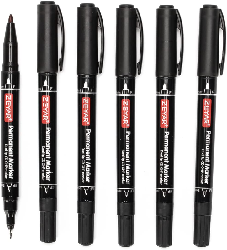 Twin Tip Permanent Markers, CD/DVD Markers,Ultra Fine Point and Fine Point- 6Pc