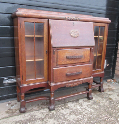 Drop front secretary desk with bookcase deals