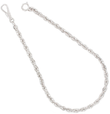 USA Made Watch Chain Mens Silver Tone French Rope Pocket Fob 12''