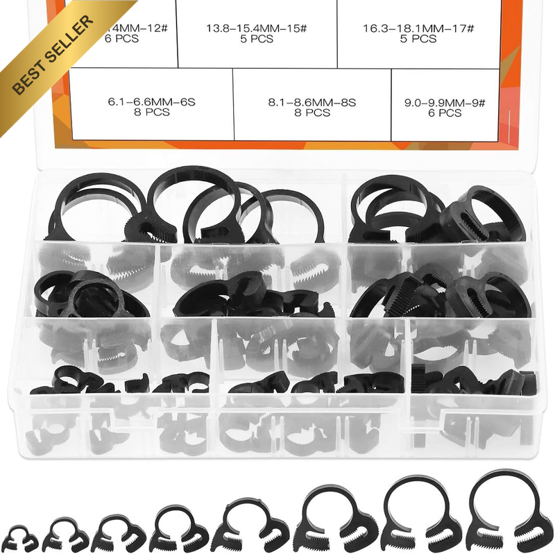 48 Pcs 8 Sizes Hose Clamps Ratcheting Assortment Kit Heavy Duty Speedy Double Sn