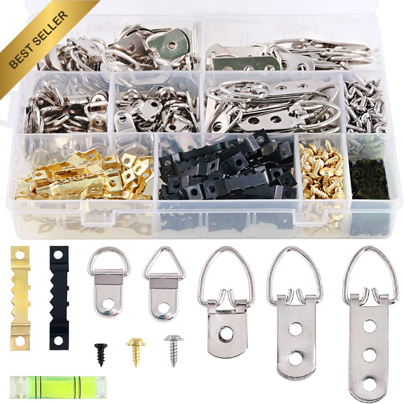 601Pcs Heavy Duty Picture Hangers Kit with 1 Mini Gradienter, Assorted Picture H