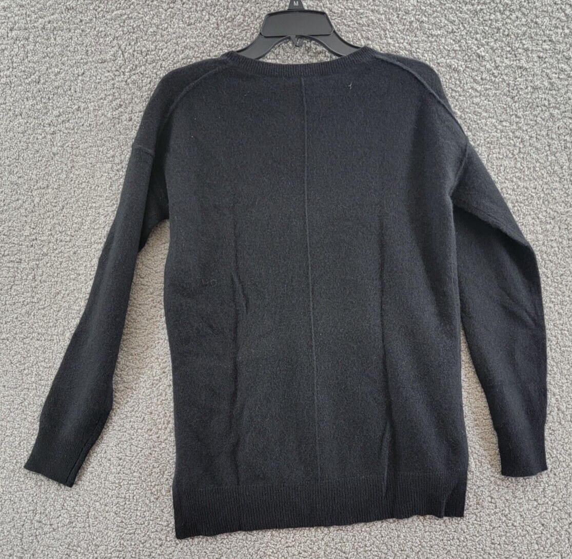 AQUA Cashmere High Low Cashmere Sweater Women's S Black Crew Neck Long Sleeve - Picture 10 of 12