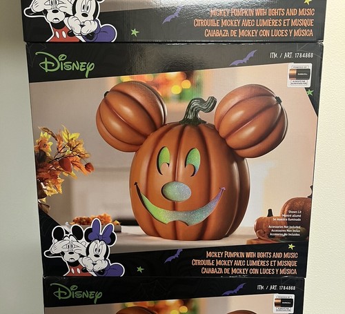 Disney Costco Mickey Pumpkin Light Up Music Jack O Lantern