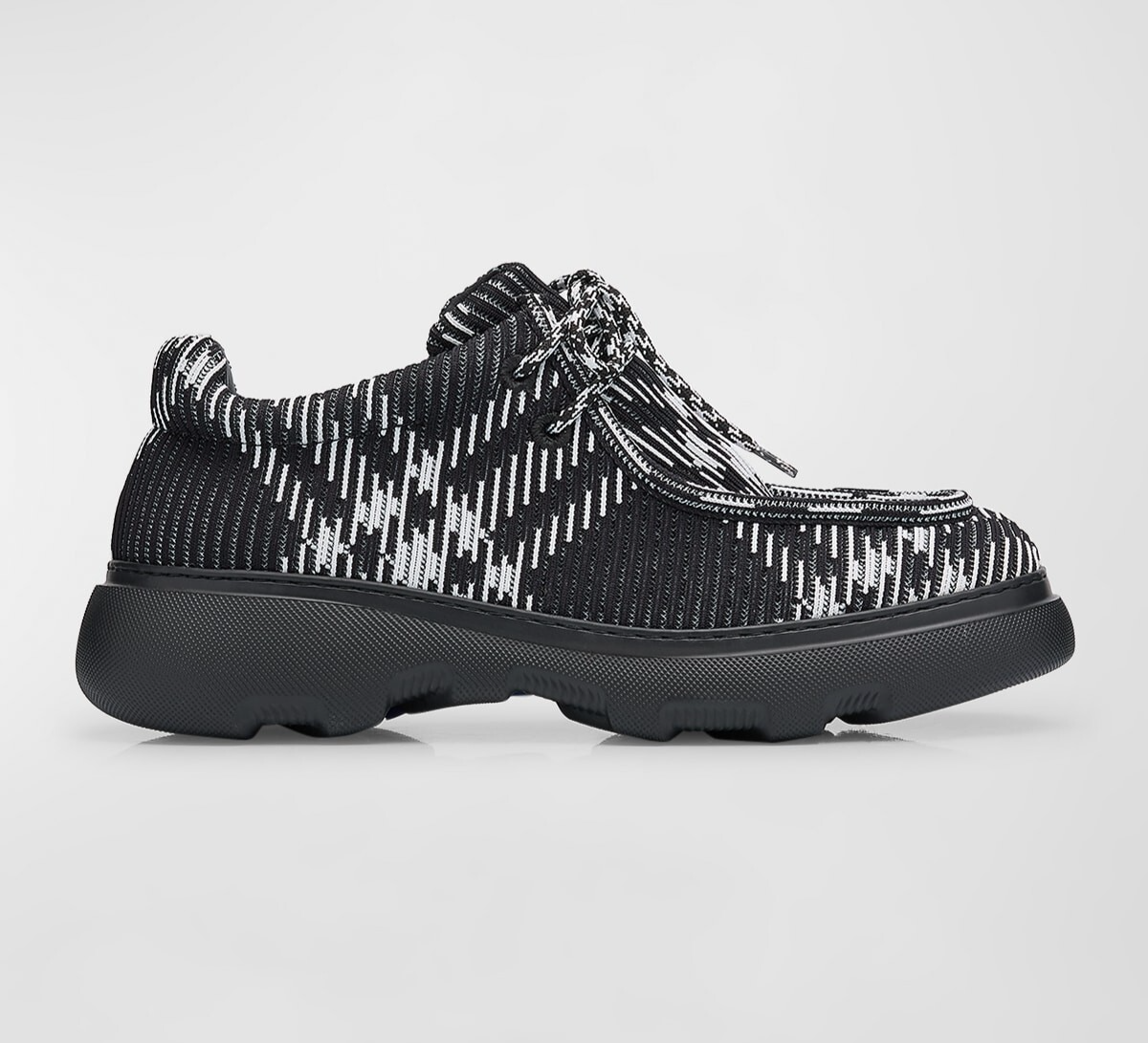 Burberry Check Woven Creeper Shoes Men's 42 Black Ip Check Lace up Closure - Picture 1 of 17