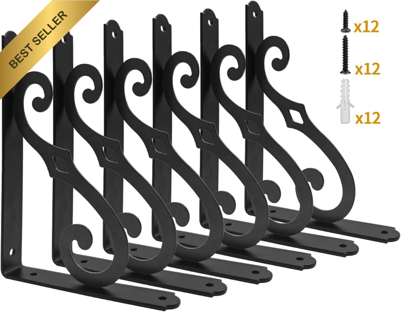 10-Inch Rustic L-Shaped Shelf Brackets (6-Pack)