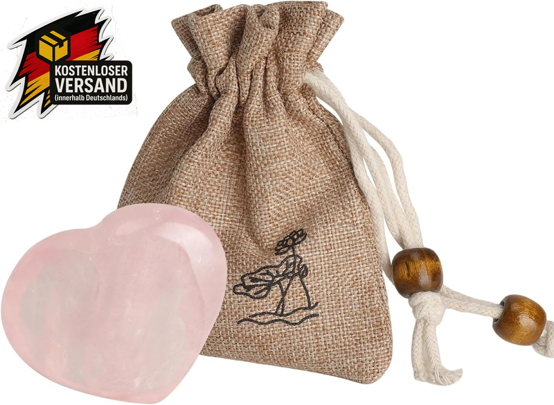 Rosenquarz Herz Handschmeichler Glücksstein Heilstein Geschenk für Meditation Yoga