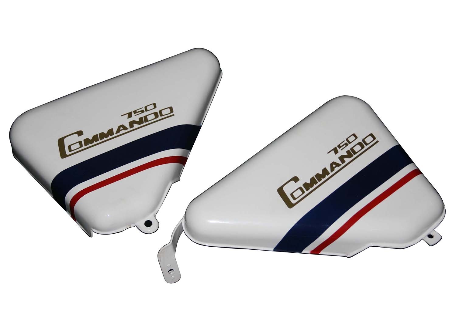 For Norton Commando 750 Tool Box Oil Tank Side Panel White Blue Red Stripe 