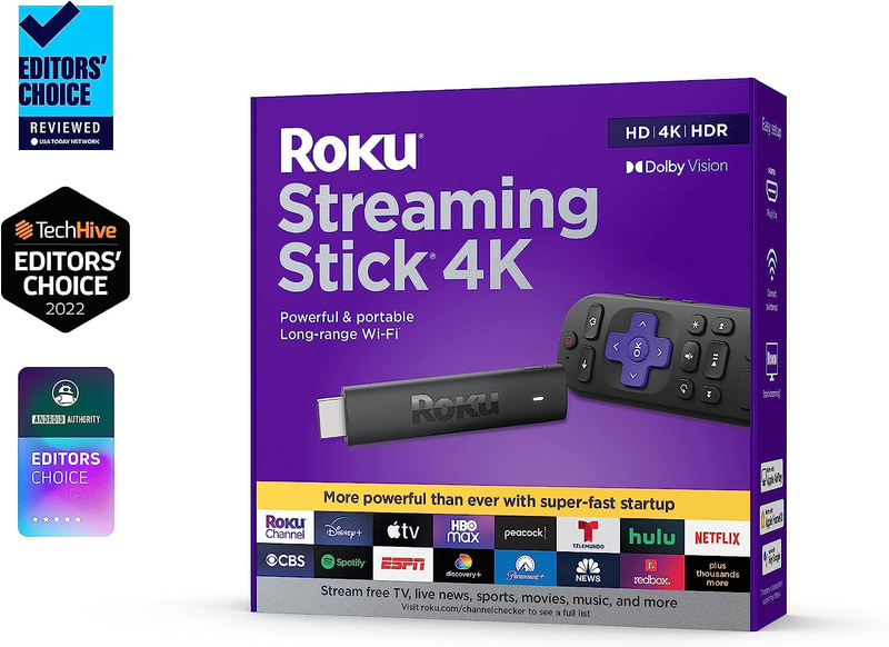 Roku Streaming Media Player Stick HD/4K/HDR Live TV With Voice Remote 4K Stick