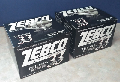 Lot of 2 Zebco 33 Platinum All Metal 4.1:1 Spincast Reel w/10lb Line, New in Box