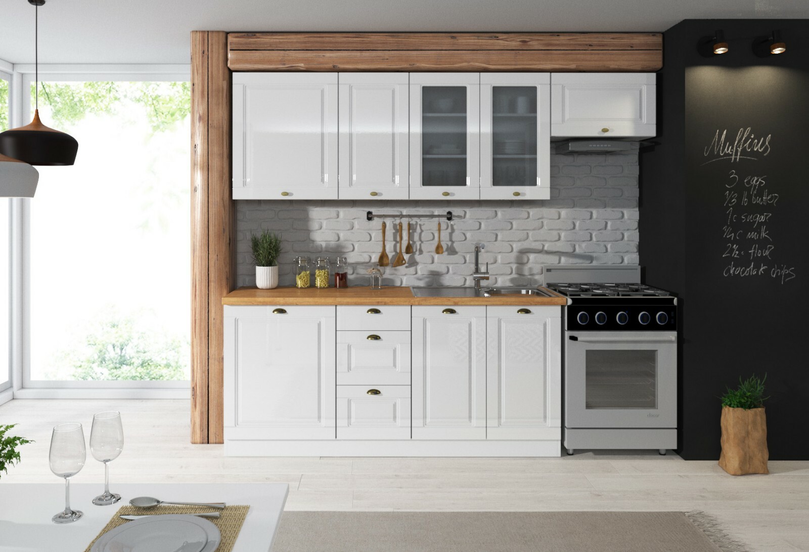 White Gloss Country Modern Kitchen 7 Cabinet Unit Set Cupboards Base Wall Antila Ebay