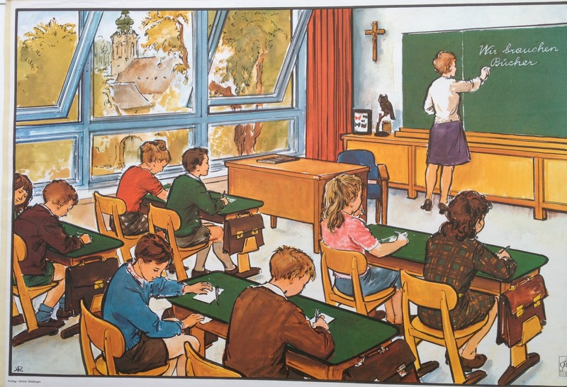 Altes Schulwandbild Anschauungsbild Lehrmaterial Schule FÃ¤Ngt An
