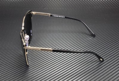Pre-owned Tom Ford Simona Ft0717 01a Shiny Black Smoke 57 Mm Women's Sunglasses In Brown