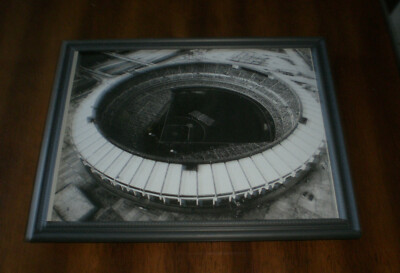 CINCINNATI REDS RIVERFRONT STADIUM FRAMED AERIAL B&W PRINT 