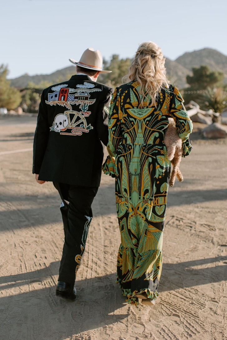 Pre-owned Art Men's Black 2pc Bespoke Country Western Suit Cowboy Skeleton Floral Embroidered