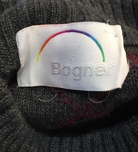 Vintage Bogner Ski Sweater Maroon Gray Wool Size Large