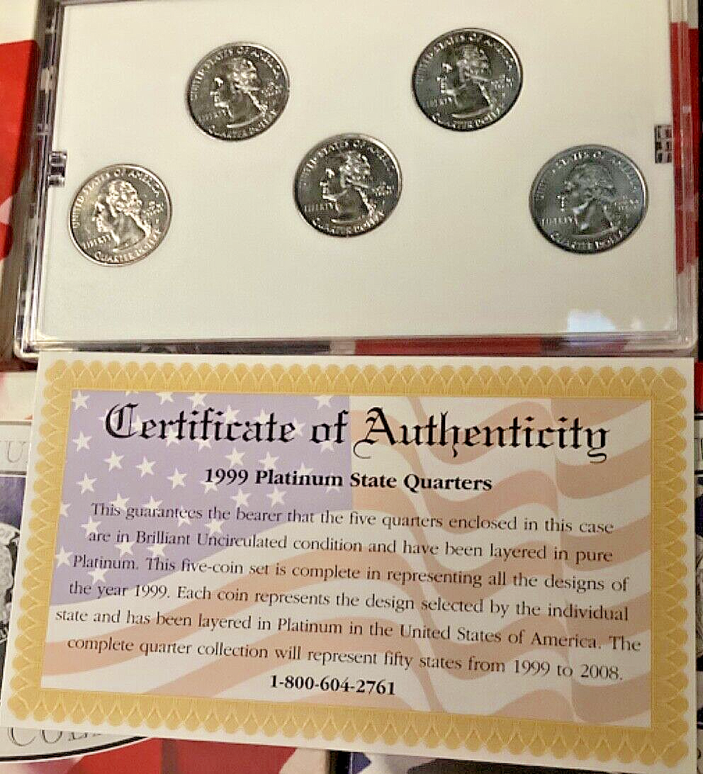 1999- 2008 Platinum State Quarter Set with Bonus 2009