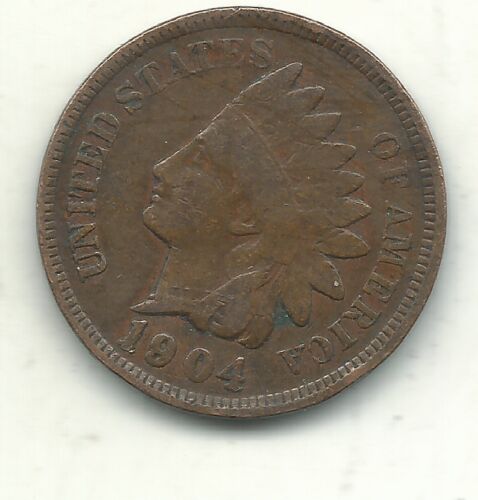 A VINTAGE VG/FINE 1904 INDIAN HEAD CENT-OLD US COIN-APR271