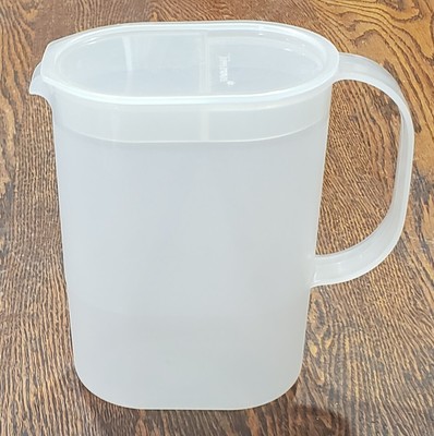 Vintage Tupperware 1 Quart Slim Line Sheer Clear 1529-9 PITCHER and 1220-12  LID