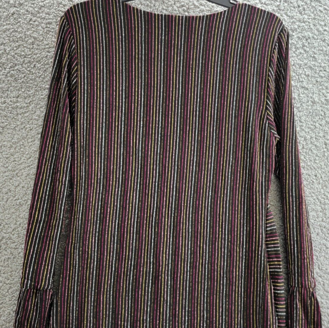 French Connection Paula Keyhole Midi Dress Women's L Black Multi Round Neckline - Picture 11 of 16