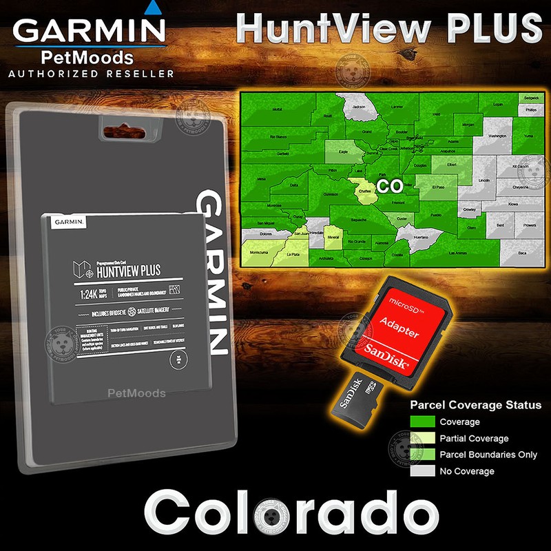 Garmin HuntView PLUS Map COLORADO - MicroSD Birdseye Satellite Imagery 24K Hunt