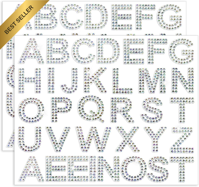 Rhinestone Letters Stickers, 68 PCS Rainbow Color Alphabet Scrapbooking Stickers