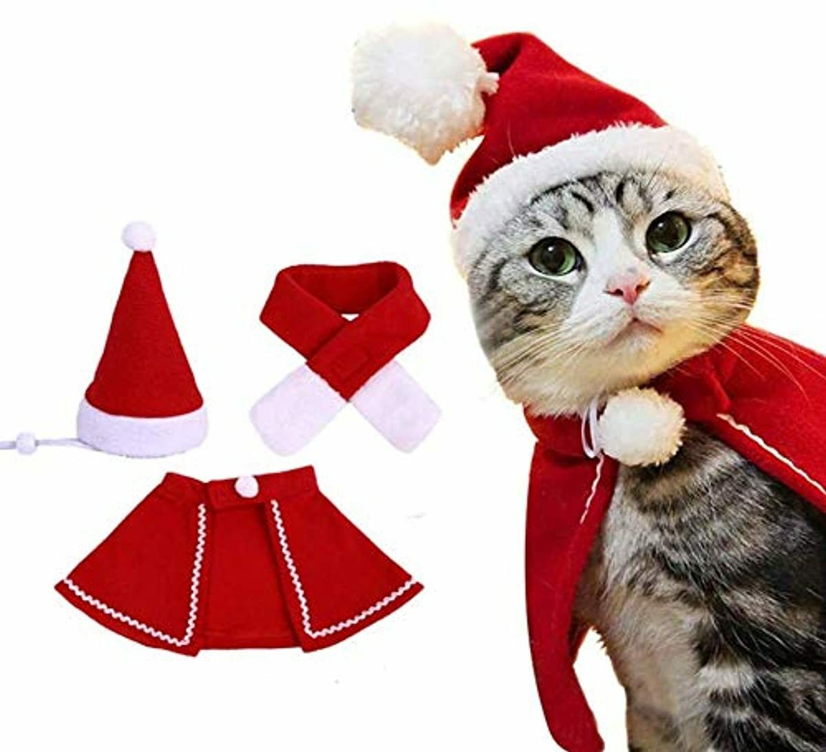 Lanlan Ting Noel Costume Chat Chien Bonnet Echarpe Trois Pieces Costume De Je Ebay