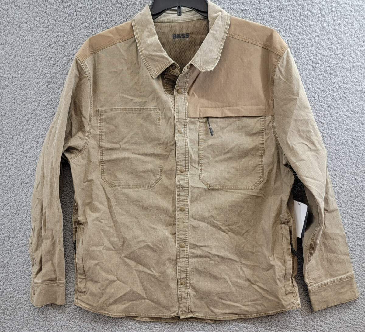 Bass Outdoor Ripstop Utility Shacket Men's L Teak Long Sleeve Snap Closure - Picture 2 of 19