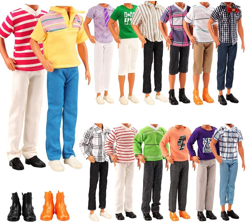 For Ken Doll 3 Sets Casual Wear 3 Pcs Dolls Pants 2 Shoes