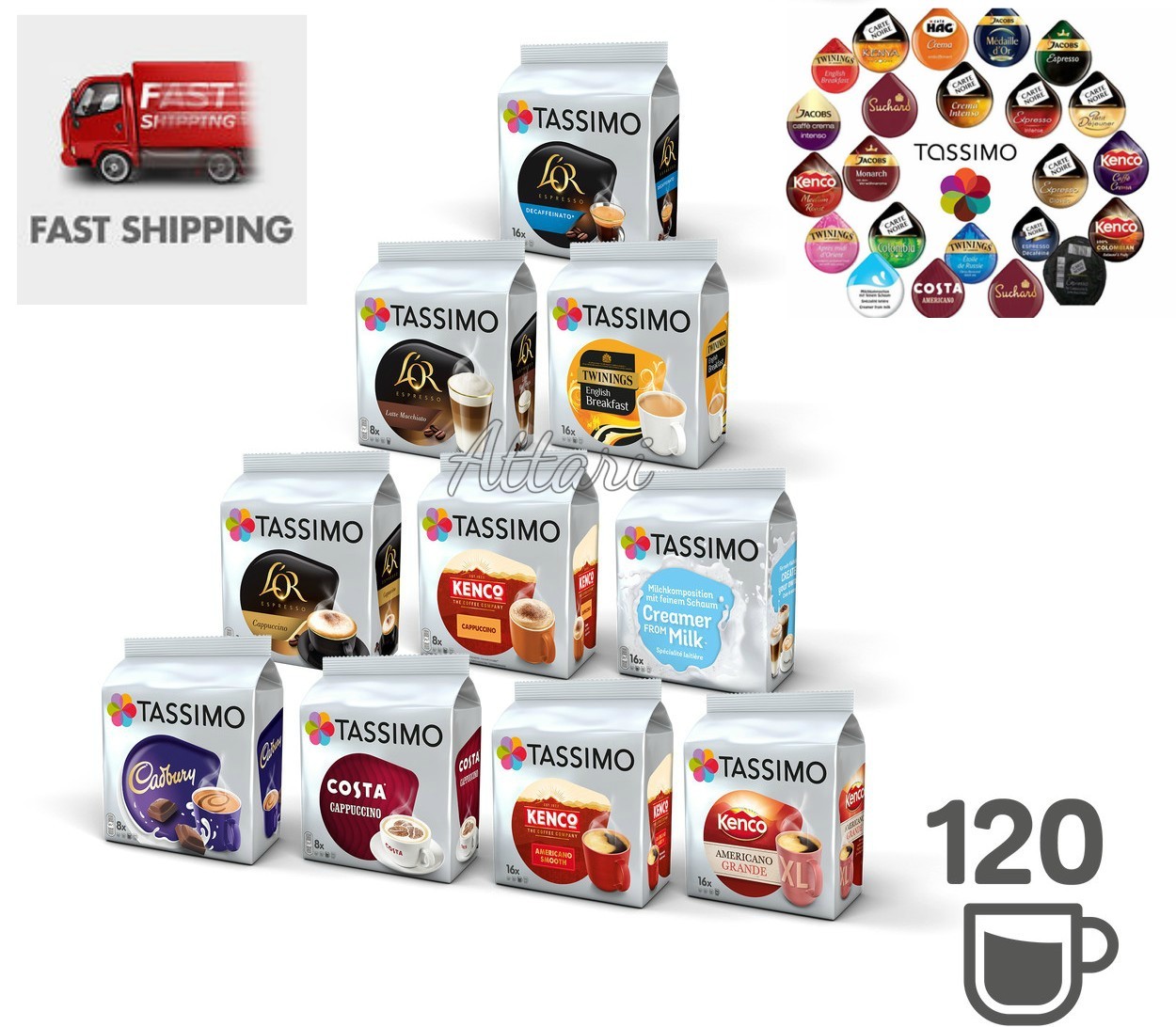 TASSIMO T Discs Starter Bundle Pods Coffee Latte Cappuccino Americano 120 Cups ☕ 6490164033190