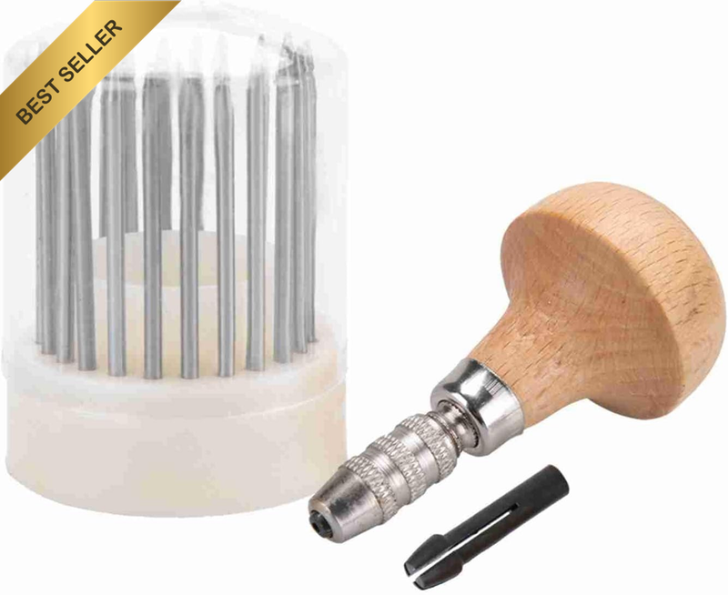 23PCS Diamond Bead Setting Tool Set with Concave Tips and Wooden Handle for Jewe