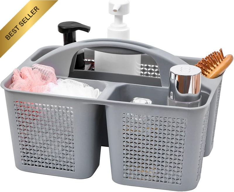 Plastic Portable Shower Caddy with Handle, Cleaning Basket Organizer with Compar