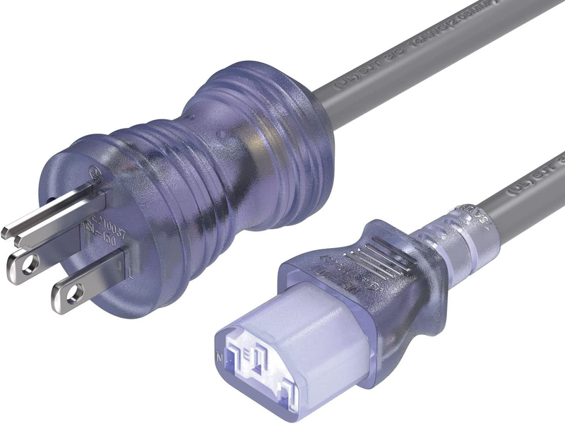 6Ft 18 AWG NEMA 5-15P to IEC320 C13 Hospital Grade Power Cord, 10A/125V, SJT, Gr
