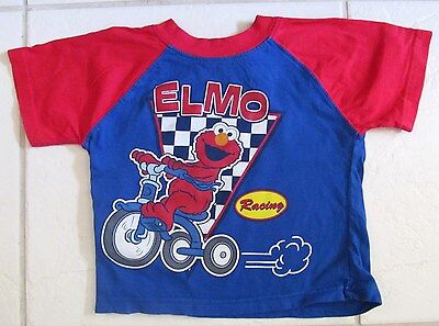 ELMO SESAME STREET Toddler T-Shirt Racing S/S w Graphics 100% Cotton Size 4 T