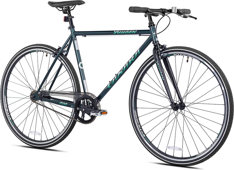 Yuugen Single Speed Flat Bar Fixie Road Bike, 700C, Medium, Green