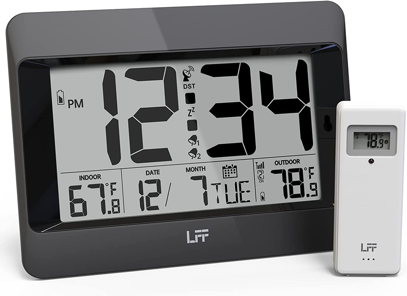 Atomic Clock, Digital Wall Clock Battery Operated, Desk Alar
