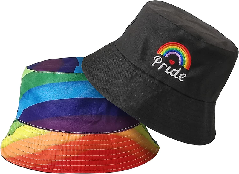 Rainbow Lgbt Bucket Hat For Men Women Reversible Packable Gay P