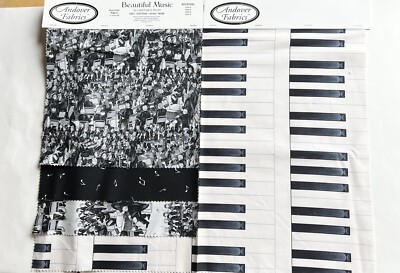 Andover Fabrics Salesman Sample Of Music Notes Symphony Piano Keys Coordinating