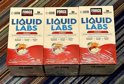 Force Factor Liquid Labs Energy Drink Electrolytes Powder Hydration Packets Qty3