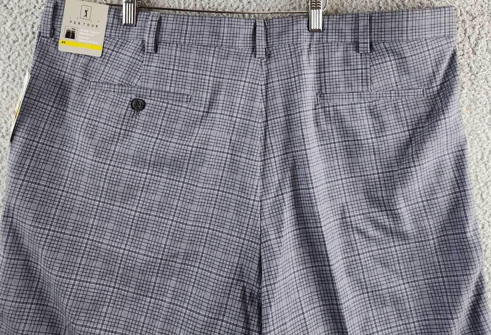 PGA TOUR Check Print Performance Golf Shorts Men's 44 Caviar Slash Pockets - Picture 16 of 16