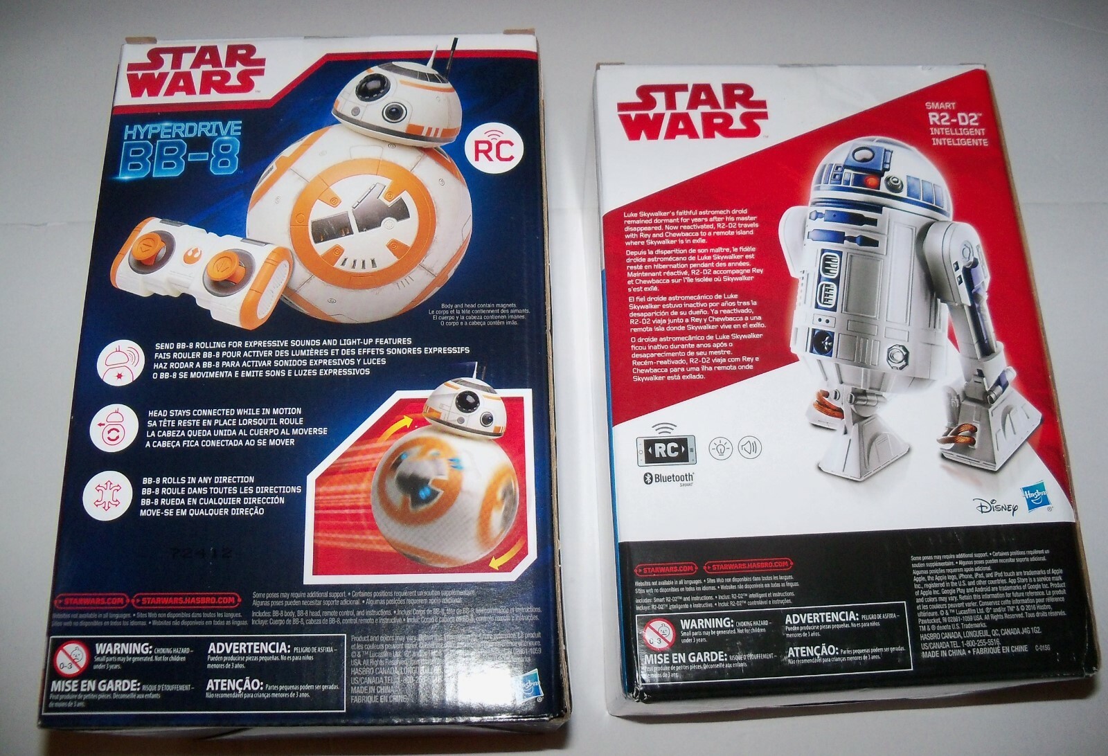 2 Retired Star Wars Remote Control HYPERDRIVE BB-8 + SMART R2-D2 Robot DROID Lot