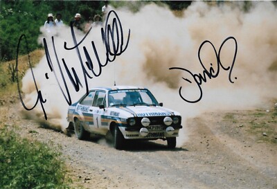 Ari Vatanen Dave Richards SIGNED WRC World Rally Ford Escort photo Acropolis 205