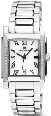 LORENZ DIVA SQUARE 030256FF Orologio Donna Rettangolare Bianco Quarzo 36 Diamant