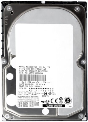 Hard Drive Fujitsu 36GB MAS3367NC 15000RPM 8MB SCSI LVD U320 3.5''