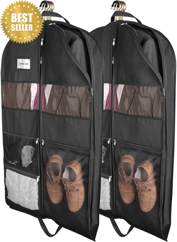 2-Pack 110Cm Hanging Garment Bags, Thickened Durable Travel Suit and Clothing St