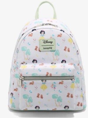 LOUNGEFLY DISNEY SNOW WHITE AND THE SEVEN DWARFS CHIBI ART MINI BACKPACK BAG