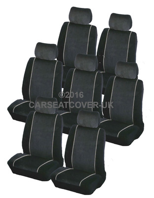 VW SHARAN (95 - 2010) - BLK/WHITE -TOP QUALITY UK MADE CAR SEAT COVERS- 7 SEATER
